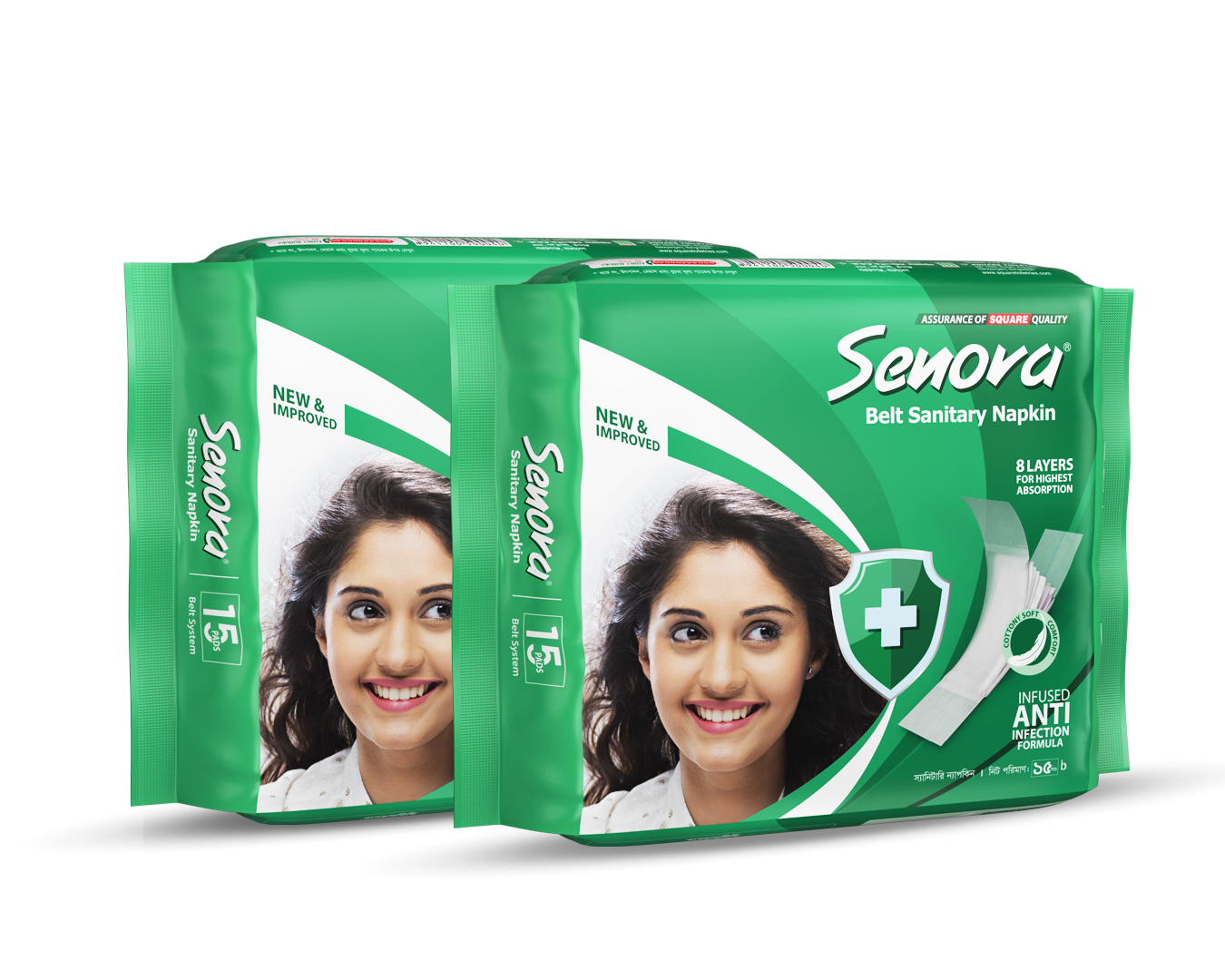 Senora Sanitary Napkin Regular ( Belt System) 15 pads 2 pcs bundle